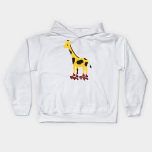 Giraffe on Roller Skates Kids Hoodie